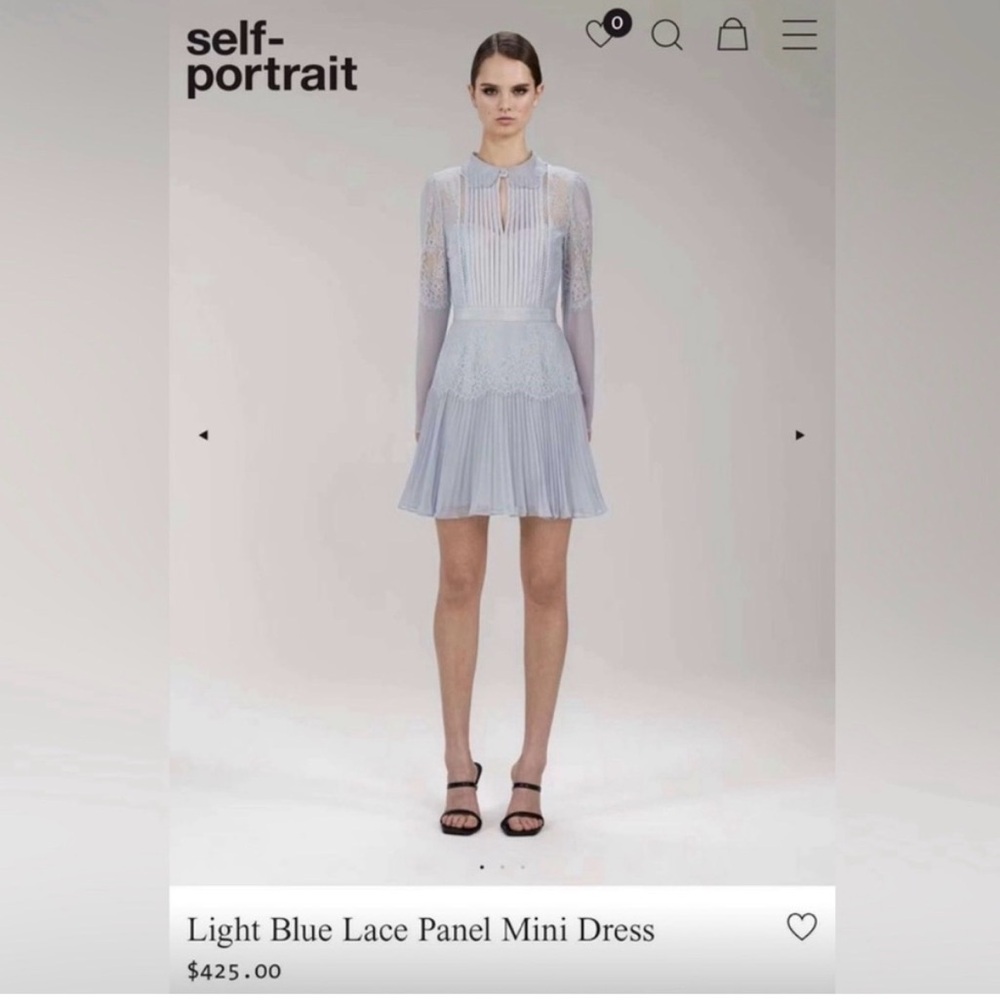 Self-Portrait Soft Blue Lace Mini Dress